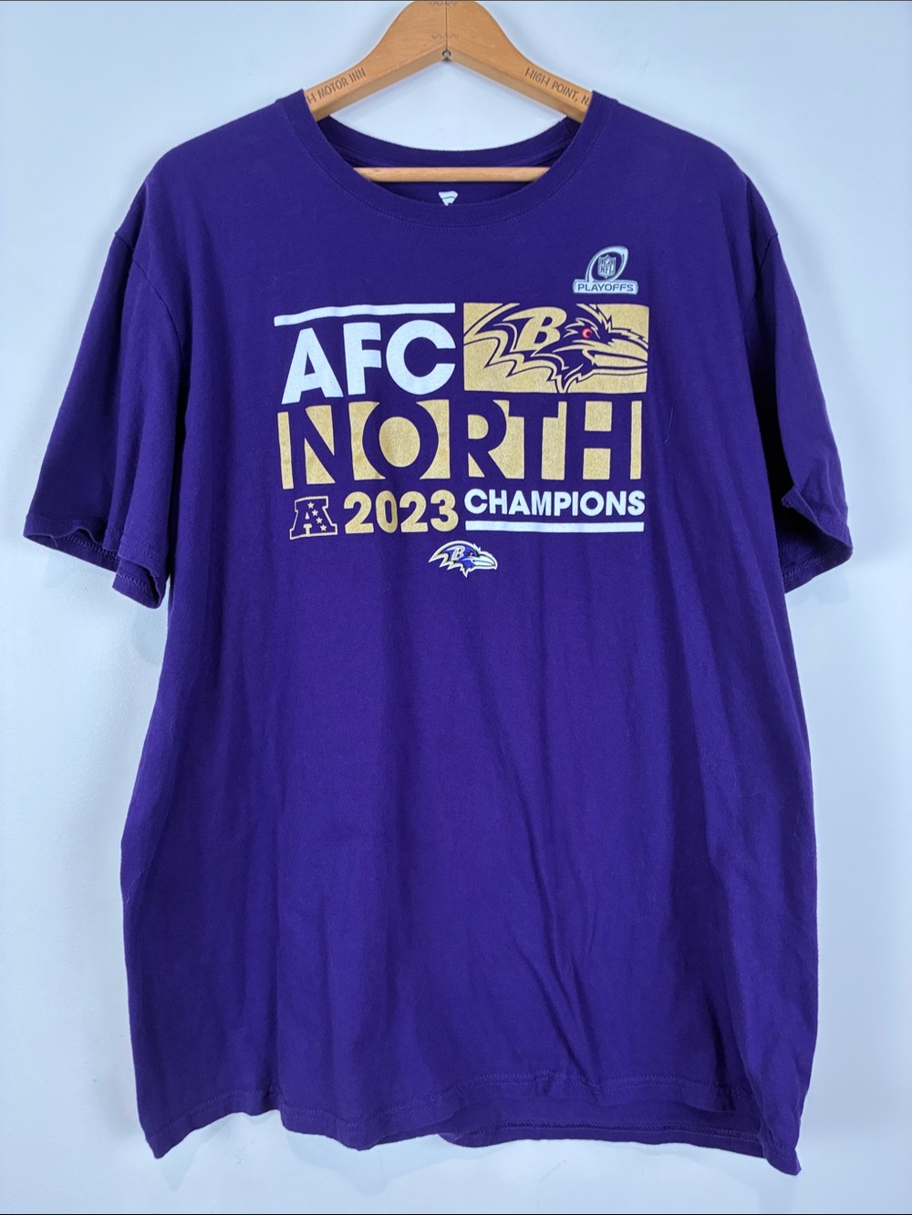 Fanatics Purple Baltimore Ravens AFC North 2023 Champions Tee Men’s XL Football
